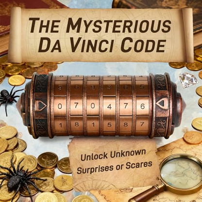 Cryptex Da Vinci Code Numeric, Money Puzzle Box for Cash Gift with Secret Hidden Compartments Birthday Xmas for Men & Women Escape Room Brain Teaser Puzzle Toy Presents - color: Copper