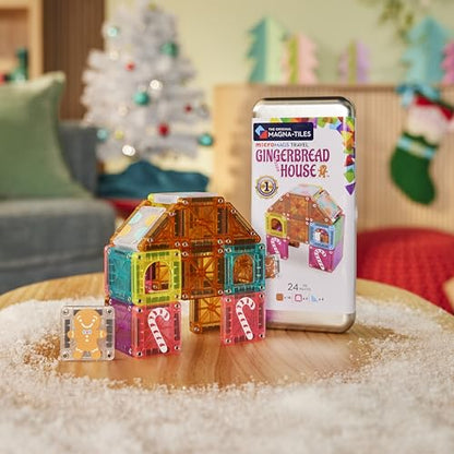 MAGNA-TILES microMAGS 24-Piece Gingerbread House Travel Set, The Original Magnetic Building Brand - style: Gingerbread