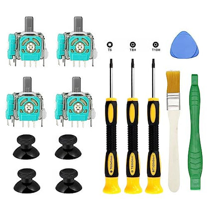 4PCS Replacement Joystick for Xbox One S/X Controller, Analog Thumbsticks Repair Tool Kit for Stick Drift, Broken, and Loose Joysticks Replacement, T6 T8 T10 Repair Screwdriver Kit for Xbox One S/X