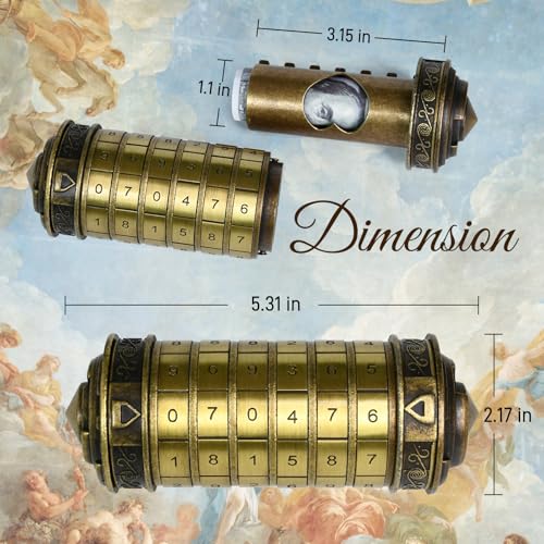Cryptex Da Vinci Code Numeric, Money Puzzle Box for Cash Gift with Secret Hidden Compartments Birthday Xmas for Men & Women Escape Room Brain Teaser Puzzle Toy Presents (Black) - color: Black