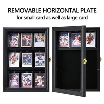 Verani Baseball Card Display Case - Sports Card Display Frame - Holds Sport Cards with UV Protection Clear View Lockable Wall Cabinet for Football Basketball Hockey Trading Card Black - size: Small-Vertical-Black