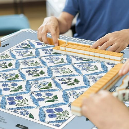 Tegeme Chinoiserie Mahjong Mat 31.5x31.5 Inch Blue Flower Mahjong Mat | Anti Slip Noise Reduction Multi Purpose Game Table Cover Non-Slip Noise Reduction Gaming Rug for Mah Jong Card Board Tile - size: 31.5" X 31.5", style: Blue Flower