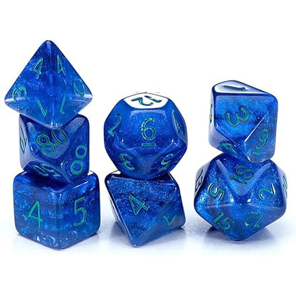 Gake Keeper Games & Dice: Sui Generis Dice - Astral Dragon - Indigo - 7 pc Resin Dice Set, Holographic Glitter, 4 Layers, Role Playing Games Accessory - style: Astral Dragons