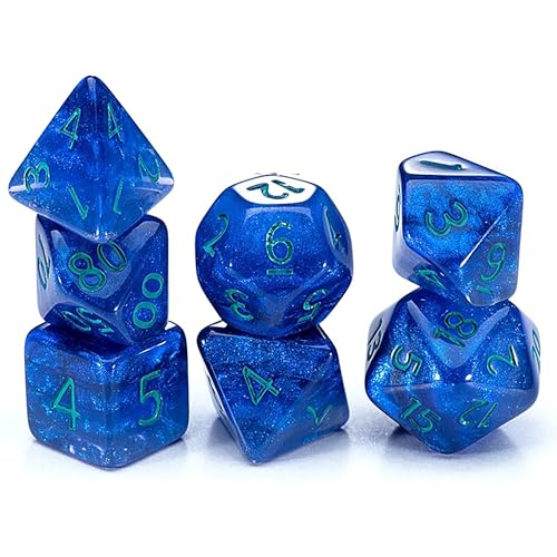 Gake Keeper Games & Dice: Sui Generis Dice - Astral Dragon - Indigo - 7 pc Resin Dice Set, Holographic Glitter, 4 Layers, Role Playing Games Accessory - style: Astral Dragons