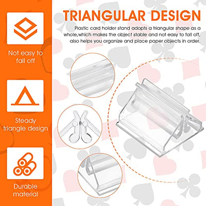 Aster 48 PCS Acrylic Card Stands Clear Game Card Stands, Game Piece Holders Board Game Pieces Stand Markers for Cards, Photos, Memos, Pictures Display