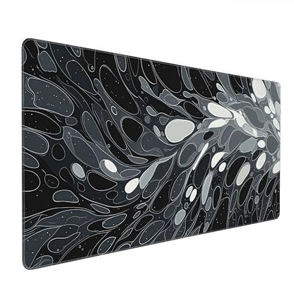 Oversized Desk Mat, Abstract Liquid Art Design, 35.4x15.7 Inches, Washable Mouse Pad, Stitched Edges, Non-Slip Rubber Base, Rectangular - color: Marble Swirl Extended
