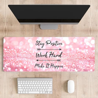 Mousepad Desk Mat Gaming Large Keyboard Cute Office Desktop Computer Laptop Quotes XXL Long Giant Big Kawaii Aesthetic Girly Pretty Design Women Girl Gamer Oversized Wide 30x12'' Mousepad - color: Postive