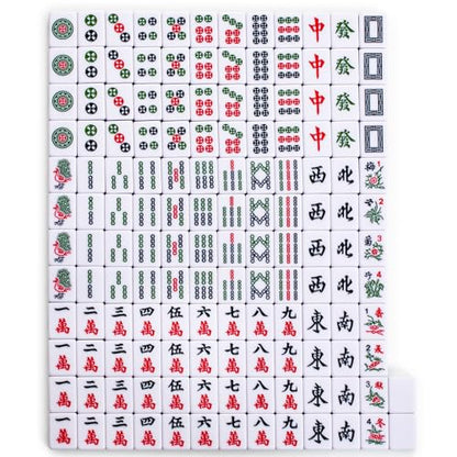 Yellow Mountain Imports “Bleau Opal” Chinese Mahjong Set with 146 Tiles and Blue Vinyl Case - for Chinese Style Gameplay Only [天體蛋白石中國麻將] | Experience Chinese Mahjong with this 146-tile set, engraved with a teal bamboo motif and authentic Chinese characte