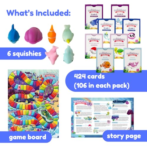 The Fidget Game SquishyLand in Rainbow Reef Board Game, Pre-K to 2nd Grade | Educational & Phonics Kindergarten Learning Activities, Mochi Squishy Toys Set, 2-6 Players