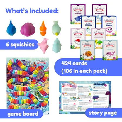 The Fidget Game SquishyLand in Rainbow Reef Board Game, Pre-K to 2nd Grade | Educational & Phonics Kindergarten Learning Activities, Mochi Squishy Toys Set, 2-6 Players