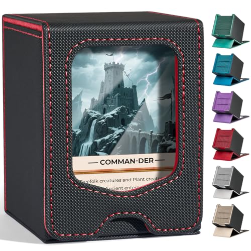 Fabmaker Deck Box Compatible with MTG Commander,Comman-der Deck Box Storage | Magnetic Trading Card Storage Box with Comman-der, Fits 100 Double-Sleeved Card, Card Box Compatible with Magic the Gathering - color: Red, size: 1 pack