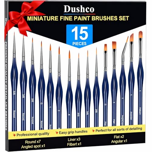 15pcs Detail Paint Brushes Set for Acrylic Watercolor & Paint by Numbers | Wooden Handle, Anti-fatigue Triangular Grip, Multiple Brush Sizes, Miniatures, Models, Nail art, Rock and Face painting - color: Deep Blue