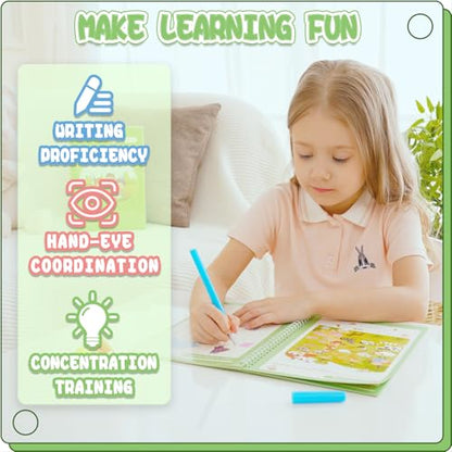 Reusable Grooved Handwriting Workbooks,Magic Copybook,Magic Writing Practice copy books, to help children improve their handwriting ink Practice Age 3-8 Calligraphy for kids(Character edition) - style: Character edition