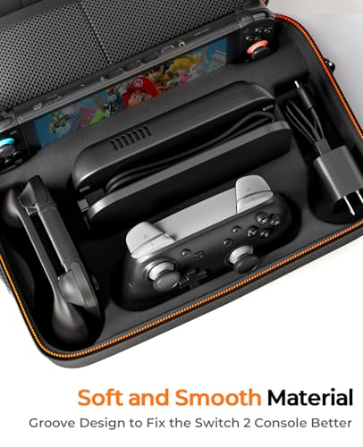 COOWPS Switch 2 Pro Controller Accessories Bundle 14-in-1, Switch 2 TV Dock with 4K@30Hz/PD Max 100W/USB 3.0 Port, All-in-One Carrying Case, Steering Wheels, Screen Protectors, Thumb Grips Caps - color: Dark Black