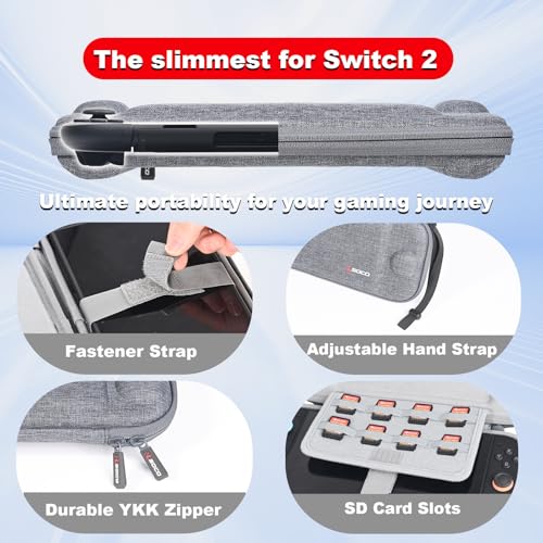 RLSOCO Slim Case for Nintendo Switch 2 Game Console with 8 Game Card Slots - Grey (Case Only) - color: Small Case Grey