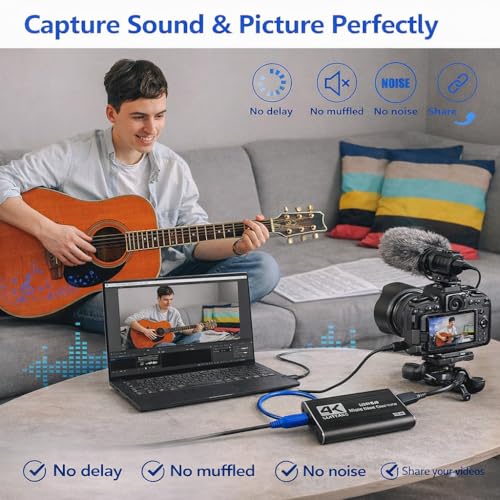 TOAKA USB 3.0 HDMI Capture Card 1080P 60FPS, Video Capture Card for Streaming Gaming, Compatible with PS5 PS4 Xbox Switch Camera PC