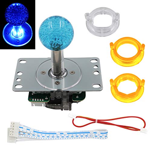 SJ@JX Arcade LED Joystick SANWA Style Fight Game Joystick LED Stick Retro Joy Circular Octagonal Limiter for Retro Pie Raspberry Pi MAME JAMMA - color: Blue0