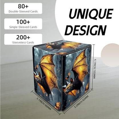 for MTG Deck Box, Trading Card Storage Case Holds 100+ Sleeved Cards, Bat with Glowing Wings Magnetic Closure Durable Deck Holder for Magic The Gathering, TCG & Commander - color: Bat with Glowing Wings