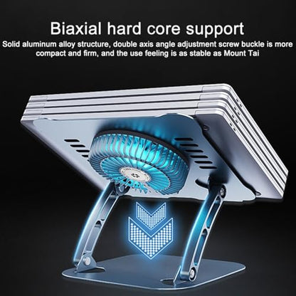 Laptop Cooler Cooling Pad Stand - Slim Ergonimic Laptop Stand for Desk, 3 Speed Cooling Fan Adjustable Height Laptop Cooling Stand for MacBook 11-15.6 Inch (Silver), YT628-2