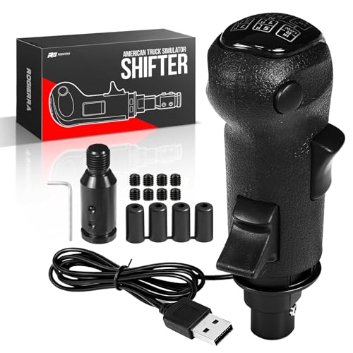 Rogierra USB American Truck Simulator Shifter, Gearshift Knob Compatible with ATS & ETS2 Games, PC Sim Racing Shifter Compatible with Logitech G27 G29 G920 Thrustmaster TH8A Fanatec