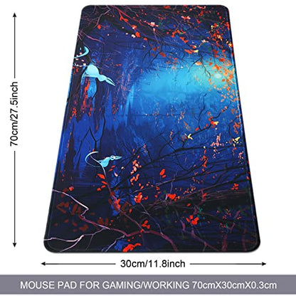Large Gaming Mouse Pad with Stitched Edges,[27.5x11.8In] Extended Mouse Pad with Non-Slip Natural Rubber Base for Gamer/Desktop/Office/Home 70x30 Forest07 - color: 70x30 Forest07