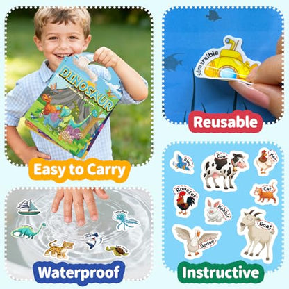 6 Sets Reusable Sticker Book for Toddlers 3-6, Jelly Sticker Books for Toddler, Travel Sticker Activity Toys for Kids 3 4 5 6 Years Old Girls & Boys