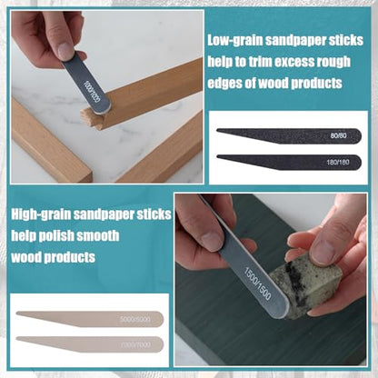 Honoson 20 Pcs Sanding Sticks for Plastic Models 3D Print Polishing Sticks Assorted Metal and Wood Sanding Tools Accessory for Model Craft Amateur Beginner(Low Grits and High Grits,Stylish Style) - style: Stylish Style