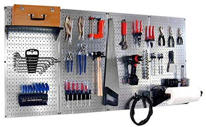 Wall Control Pro-Grade Metal Pegboard Organizer Galvanized Tool Board Panels with Black Accessories