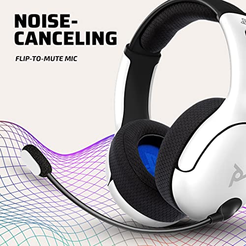 PDP LVL50 Wireless Stereo Gaming Headset, Officially Licensed by Sony PlayStation 5, PS5/PS4/PS3/PC, Lightweight Durable 40 Foot Connection, Noise-canceling Flip-to-Mute Mic, White - color: White, style: Wireless
