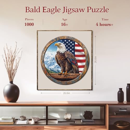 1000 Piece Puzzle for Adult, Bald Eagle Round Jigsaw Puzzle-26.6 in | Jigsaw Puzzle 1000 Pieces, Impossible Challenging Fun Puzzle for Adult, Unique Difficulty Jigsaw Puzzle for Birthday Gift - color: Bald Eagle
