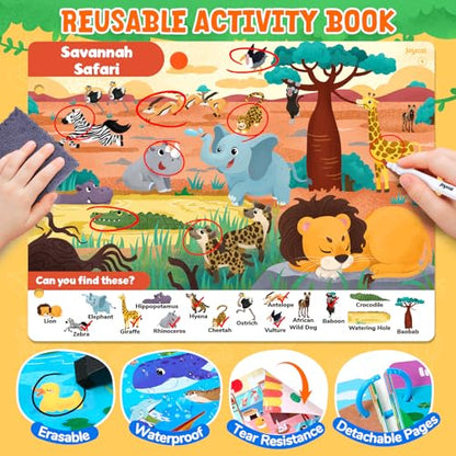 JoyCat Seek & Find Game Book - Animal Preschool Learning Activity | for Toddlers & Kids, Travel Activities Toys for Road Trip, Christmas Toys, Educational Gifts for Boys Girls Ages 3-5 - style: 4. Seek & Find Animals