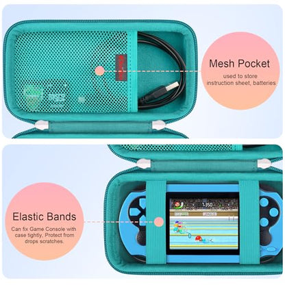 Elonbo Carrying Case for TEBIYOU/ WELLST·G/ TaddToy/ Beijue/ FAMILY POCKET/ CCTU/ X-JOYKIDS/ GREENCREEK/ Beico/ KAVOYI/ GuaiyeyeAP Handheld Game Console, Portable Electronic Gaming Player Bag, Green+ - color: Green+ Inside Green