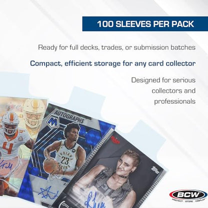 BCW Tabbed Card Sleeves (200 Pack) – Grading Sleeves for PSA, BGS, SGC, CSG, & HGA, Pull Tab for Standard Cards | Fits Toploaders & Semi Rigid Holders | Acid-Free, Archival Safe - style: 200 Pack
