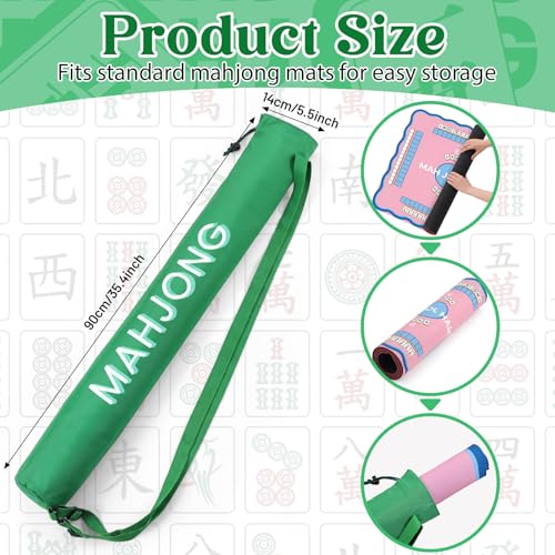 35 Inch Long Mahjong Mat Bag Waterproof Mahjong Mat Storage Carrying Bag Double Strapped Polyester Drawstring Lightweight Holder for Board Games Storage-mat Not Included(Green) - color: Green