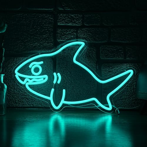 Shark Neon Sign for Wall Decor Fish LED Neon Light USB Powered Shark Shaped Light Sign for Wall Decor Man Cave Zoo Bedroom Home(10.63 * 16.54In) - style: Shark Neon