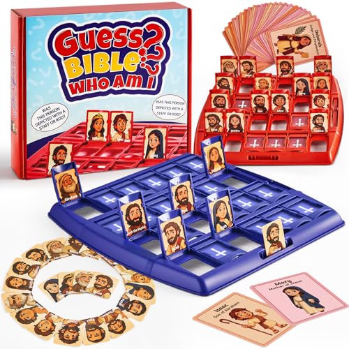 Guess Bible Games Who Am I 24 Holy Bible Characters with Life Story & Verse Cards Christian Guess Board Games Trivia Study Supplies for Sunday School Youth Group Church Religious Catholic Gifts