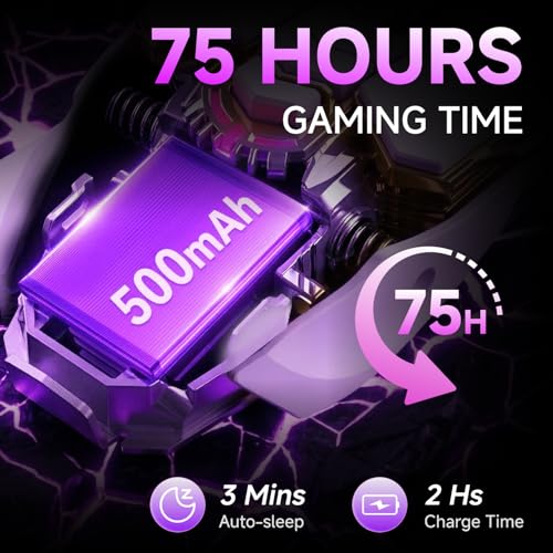 EWEADN G5 Tri-Mode Wireless Gaming Mouse, 12800 DPI Programmable Ergonomic Mouse with Metal Base for Stability, 500mAh Rechargeable, 8 Macro Buttons, Rapid Fire Key, RGB Backlit for FPS PC Mac- White - color: White