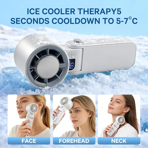 Handheld Portable Turbo Fan with Ice Cooler Personal Cooling Device | 199 Speeds,Digital Display, Up to 12H Runtime, Rechargeable Powerful Mini Personal Fan for Travel/Concerts/Sport Events/Gifts - color: White