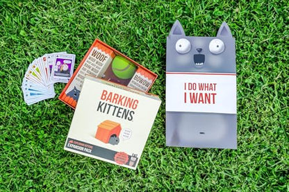 Barking Kittens Expansion Set - A Russian Roulette Card Game for Adults, Teens & Kids, Easy Family-Friendly Party Games - 20 Card Add-on | Add wild twists to Exploding Kittens with 20 new cards and a wearable Cat Crown. Quick-to-learn game night expansion