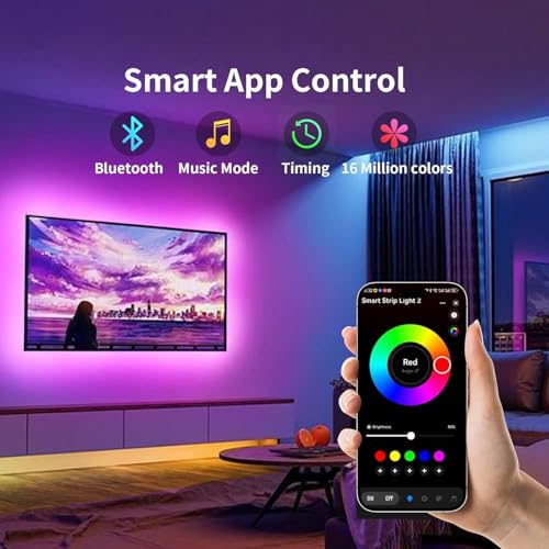KSIPZE LED Lights for TV, 16.5ft TV led Backlight for 45-75 Inch TVs RGB TV Backlight Behind Music Sync Smart APP & Button Control TV LED Strip Lights USB Powered for Bedroom/Gaming | RGB TV Backlight Behind Music Sync Smart APP & Button Control TV LED St