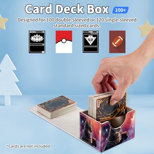 for MTG Commander Deck Box,Card Deck Box for Trading Yugioh MTG,Fits 100 Double Sleeved Cards,PU Leather Strong Magnet Case for Magic Commander TCG CCG,Cat Pink Glitter - color: Cat Pink Glitter