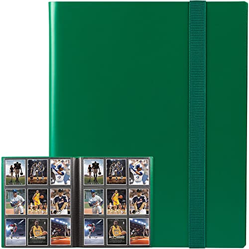 GEAoffice Card Binder, 9 Pockets Trading Card Album Folder, 360 Side Loading Pocket Binder for Sports&Game Cards, MTG and Other TCG, Green - color: Green, size: Medium-9 Pockets