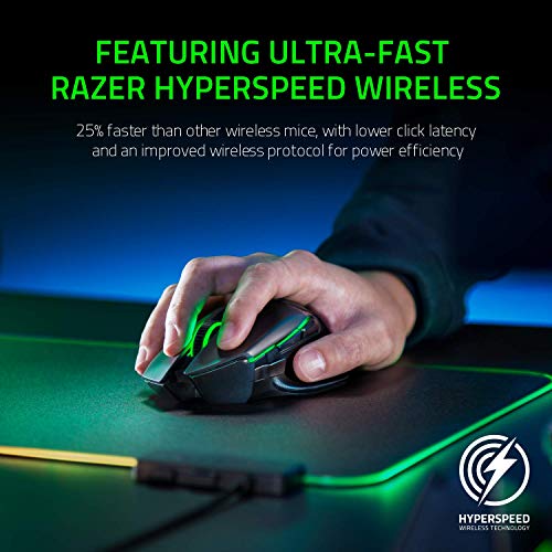 Razer Basilisk Ultimate HyperSpeed Wireless Gaming Mouse: Fastest Gaming Mouse Switch - 20K DPI Optical Sensor - Chroma RGB Lighting - 11 Programmable Buttons - 100 Hr Battery - Classic Black - size: Mouse Only