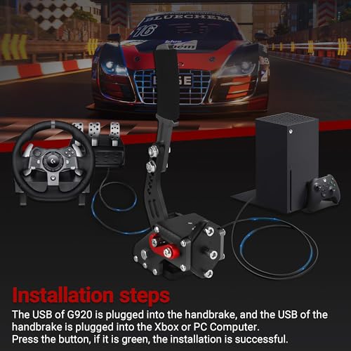 Upgrade 2-in-1 64 Bit USB Handbrake for G920 Compatible with Xbox/Xbox series S/Xbox series X + PC Computer System for Simulated Racing Games with Non-Contact Plus Hall Sensor and Clamp (Black) - color: Black