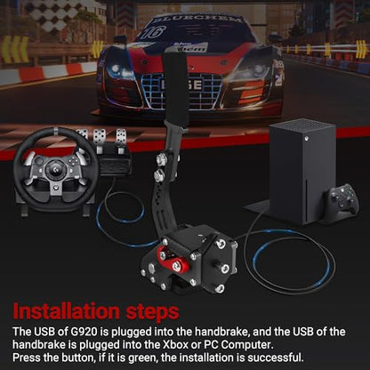 Upgrade 2-in-1 64 Bit USB Handbrake for G920 Compatible with Xbox/Xbox series S/Xbox series X + PC Computer System for Simulated Racing Games with Non-Contact Plus Hall Sensor and Clamp (Black) - color: Black