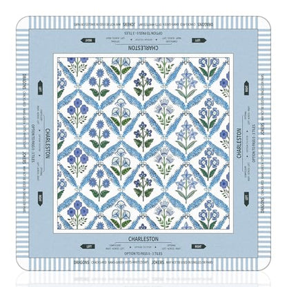 Tegeme Mahjong Mat Blue Flower 22" X 22" Anti Slip Game Table Cover | Noise Reduction for Quiet Play, Chinoiserie Floral Design, Non Slip Backing Secures Mat, For Mah Jong Card Tile Games - size: 22" X 22", style: Blue Flower