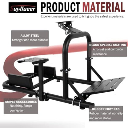 Supllueer Racing Simulator Cockpit Upright Stable Fit for Logitech G27 G29 G920 G923,for Thrustmaster T300RS F458 T500R,for Fanatec, 50mm Round Tube Racing Wheel Stand without Wheel Pedal Shifter Seat