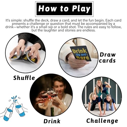 Etyishe Drinking Games for Adults,Drink Up and Dare,Adults Games for Game Nights, Exciting Card Games for Bachelorette Party Games & 21st Birthday Gift, with 50 Funny Game Cards, Spice Up Your Party