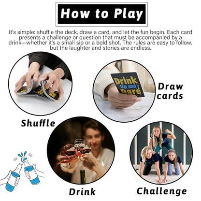 Etyishe Drinking Games for Adults,Drink Up and Dare,Adults Games for Game Nights, Exciting Card Games for Bachelorette Party Games & 21st Birthday Gift, with 50 Funny Game Cards, Spice Up Your Party