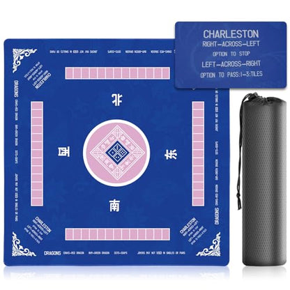 31.5 Inch Mahjong Mat for Table, 3MM Non-Slip & Noise Reduction Gaming Mat with Drawstring Bag, Perfect for Poker, Board Games, Card Games, Tile Games, and Dominoes (Bule) - color: Blue